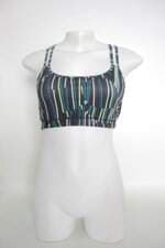 Top Esportivo feminino preto listrado  com Forro