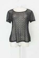 Blusa Linho Fino feminina preto com Transparência