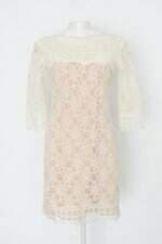 Vestido de Festa Lulu Collection feminina bege com Renda e Forro