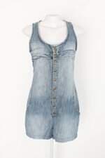 Macaquinho jeans cantão feminino azul