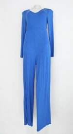 Macacão allessa feminino azul com faixa na cintura