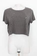 Blusa forever 21 feminina cinza com Transparência e Corte à laser