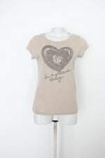 Blusa feminina bege com Hotfix