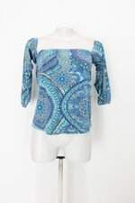 Blusa Ciganinha feminina azul estampada