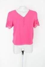 Blusa milalai feminina rosa com Recortes e Bordado