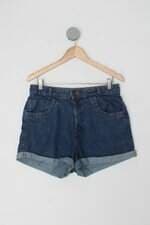 Shorts jeans marrice feminino azul com barra dobrada 
