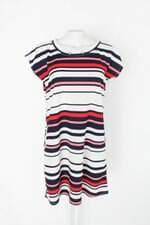 Vestido aly feminino listraddo  com Ilhós