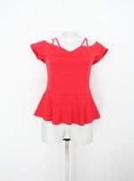 Blusa costume feminina vermelha com Recorte e Peplum
