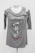 Blusa feminina cinza com Recortes e Silk