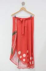 Saia transpassada munny feminina rosa floral 