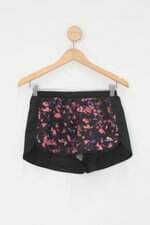 Shorts feminino preto estampado com Forro