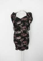 Vestido splash feminino estampado com Franzido
