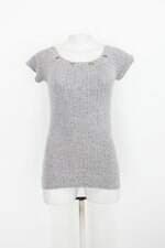 Blusa feni feminina cinza com Ilhós