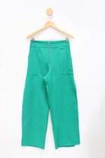 Calça de tecido feminina verde com Fenda