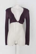 Blusa cropped manga rosa feminina roxa 