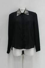 Camisa xx1 feminino preto com Aplique e Transparência