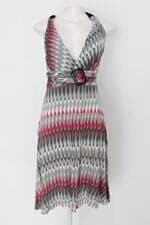 Vestido moda mania feminino estampado com Ilhós e Faixa na Cintura