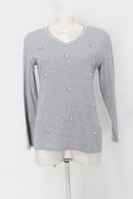 Blusa jch feminina cinza com Bordado