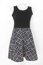 Vestido e-star feminino preto estampado com Tiras e Recortes