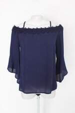Blusa feminina azul marinho com Renda