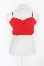 Blusa cropped feminina vermelha com Franzido