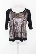 Blusa sexy cookie feminina preta com Paetê e Recortes