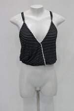 Regata cropped  zonza feminina preta listrada  com Aplique