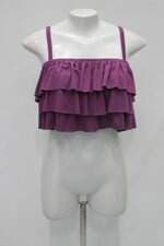 Regata cropped  feminina roxa com Babado e Forro