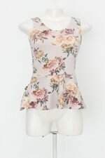 Blusa feminina floral com Peplum e Laço