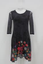 Vestido desigual feminino estampado com Forro