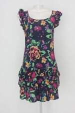 Vestido talita kume feminino azul  estampado com Babado
