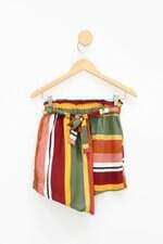 Shorts dzarm feminino estampado com Assimetria e Sobreposição