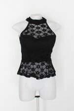 Blusa de renda feminina preta com Bojo