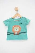 Camiseta Infantil verde estampada com silk