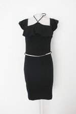 Vestido endless feminino preto com Babado e Forro