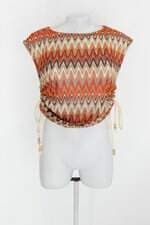 Blusa riachuello feminina estampada com Transparência e Franzido