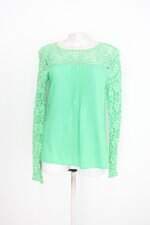 Blusa renner feminina verde com Recortes e Renda