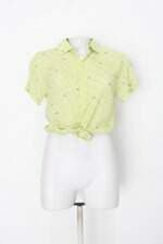 Camisa feminina verde estampada
