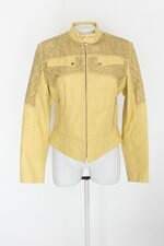 Casaco kalline couros feminino amarelo com Corte à laser