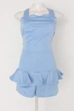 Macaquinho feminino azul com Forro e Babado