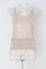 Blusa jo fashion feminina bege com Recortes e Aplique