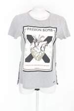 Blusa naguchi feminina cinza com Silk e Aplique