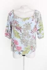 Blusa help chick feminina azul estampada com Meio forro