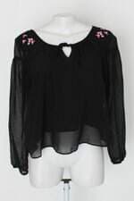 Blusa urban&co feminina preta com Bordado e Forro