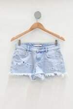 Shorts trafaluc denim wear feminino azul destroyd