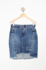 Saia Jeans cambos feminina azul com Assimetria