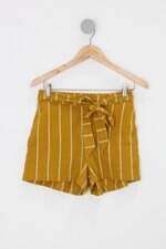 Shorts hering feminino amarelo listrado com Sobreposição