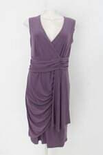 Vestido feminino roxo com Franzido e Sobreposição