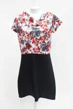 Vestido feminino estampado com Recortes