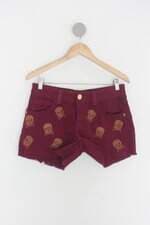 Shorts de sarja di collani feminino vinho 